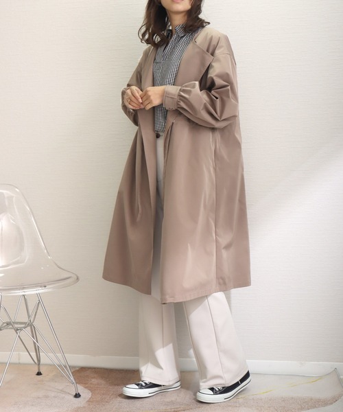 libelle more(リベル モア)の「E/ツイル ウエストドロストギャザーロングコート(その他アウター・レディース・ライトカーキ/ネイビー/モカ/グレイッシュベージュ/ブラック・L/M)」の12枚目の写真
