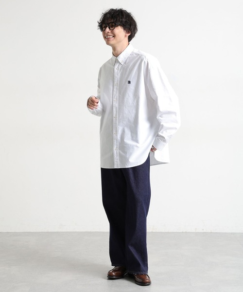 RAGEBLUE(レイジブルー)の「ワンポイント刺繍/オーバーサイズオックスフォードシャツ(シャツ/ブラウス・メンズ・グレー系その他/ブルー系その他/ホワイト・LARGE/MEDIUM)」の4枚目の写真