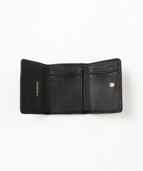 HASHIBAMI ブラックレザー 三つ折り財布 Hashibami 最大51%☆8/18まで ハシバミ 三つ折り財布 HASHIBAMI