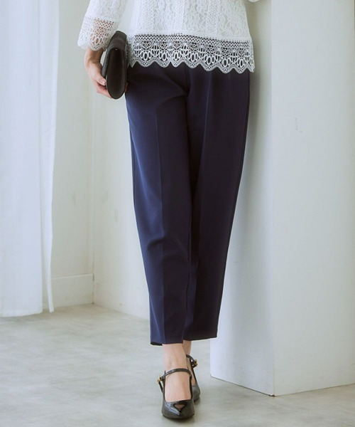 7days Life Styling（セブンデイズライフスタイリング）の「ダブルクロスツータックテーパードパンツ<大きいサイズ有>（スラックス・レディース・ピンク/ベージュ/ネイビー/ミント/ブラック・3L/LL/L/M/S/4L/5L/6L）」の4枚目の写真