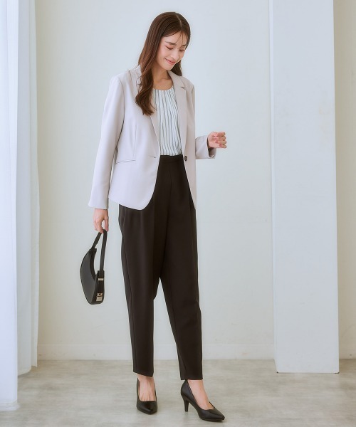 7days Life Styling（セブンデイズライフスタイリング）の「ダブルクロスツータックテーパードパンツ<大きいサイズ有>（スラックス・レディース・ピンク/ベージュ/ネイビー/ミント/ブラック・3L/LL/L/M/S/4L/5L/6L）」の9枚目の写真