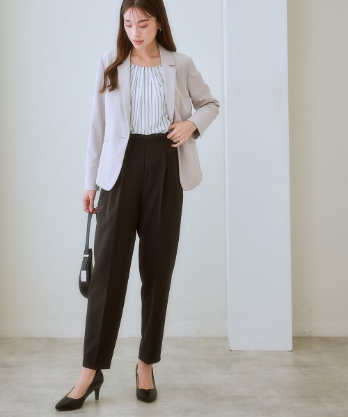 7days Life Styling（セブンデイズライフスタイリング）の「ダブルクロスツータックテーパードパンツ<大きいサイズ有>（スラックス・レディース・ピンク/ベージュ/ネイビー/ミント/ブラック・3L/LL/L/M/S/4L/5L/6L）」の10枚目の写真