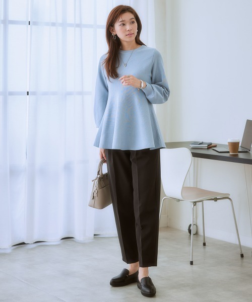 7days Life Styling（セブンデイズライフスタイリング）の「ダブルクロスツータックテーパードパンツ<大きいサイズ有>（スラックス・レディース・ピンク/ベージュ/ネイビー/ミント/ブラック・3L/LL/L/M/S/4L/5L/6L）」の13枚目の写真