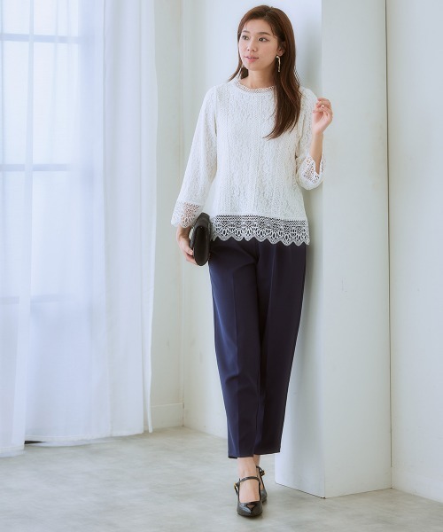 7days Life Styling（セブンデイズライフスタイリング）の「ダブルクロスツータックテーパードパンツ<大きいサイズ有>（スラックス・レディース・ピンク/ベージュ/ネイビー/ミント/ブラック・3L/LL/L/M/S/4L/5L/6L）」の14枚目の写真