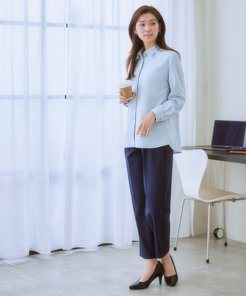 7days Life Styling（セブンデイズライフスタイリング）の「ダブルクロスツータックテーパードパンツ<大きいサイズ有>（スラックス・レディース・ピンク/ベージュ/ネイビー/ミント/ブラック・3L/LL/L/M/S/4L/5L/6L）」の15枚目の写真