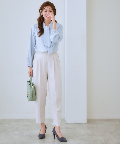 7days Life Styling（セブンデイズライフスタイリング）の「ダブルクロスツータックテーパードパンツ<大きいサイズ有>（スラックス・レディース・ピンク/ベージュ/ネイビー/ミント/ブラック・3L/LL/L/M/S/4L/5L/6L）」の18枚目の写真