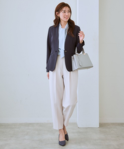 7days Life Styling（セブンデイズライフスタイリング）の「ダブルクロスツータックテーパードパンツ<大きいサイズ有>（スラックス・レディース・ピンク/ベージュ/ネイビー/ミント/ブラック・3L/LL/L/M/S/4L/5L/6L）」の19枚目の写真