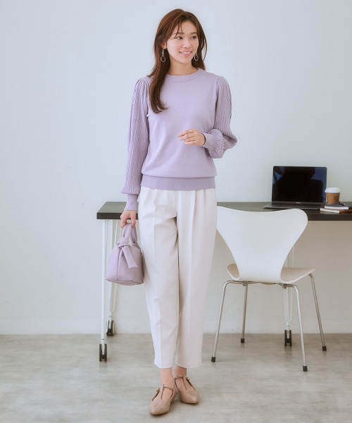 7days Life Styling（セブンデイズライフスタイリング）の「ダブルクロスツータックテーパードパンツ<大きいサイズ有>（スラックス・レディース・ピンク/ベージュ/ネイビー/ミント/ブラック・3L/LL/L/M/S/4L/5L/6L）」の20枚目の写真