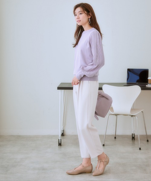 7days Life Styling（セブンデイズライフスタイリング）の「ダブルクロスツータックテーパードパンツ<大きいサイズ有>（スラックス・レディース・ピンク/ベージュ/ネイビー/ミント/ブラック・3L/LL/L/M/S/4L/5L/6L）」の21枚目の写真