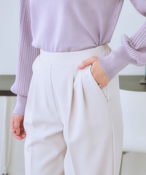 7days Life Styling（セブンデイズライフスタイリング）の「ダブルクロスツータックテーパードパンツ<大きいサイズ有>（スラックス・レディース・ピンク/ベージュ/ネイビー/ミント/ブラック・3L/LL/L/M/S/4L/5L/6L）」の6枚目の写真