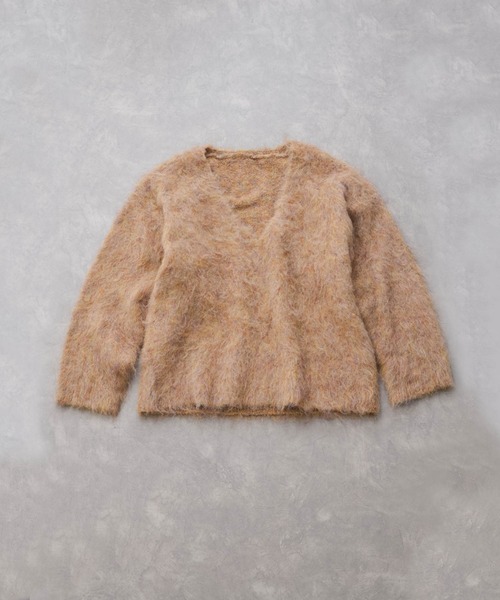 VICKY（ビッキー）の「ブークレシャギーニットVネックプルオーバー≪手洗い可能≫（ニット/セーター・レディース・ブルー/チャコールグレー/オレンジ・M）」の3枚目の写真