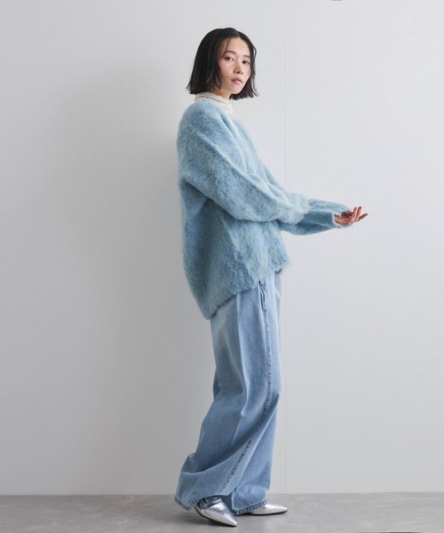 VICKY（ビッキー）の「ブークレシャギーニットVネックプルオーバー≪手洗い可能≫（ニット/セーター・レディース・ブルー/チャコールグレー/オレンジ・M）」の7枚目の写真