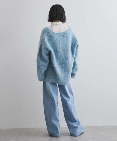 VICKY（ビッキー）の「ブークレシャギーニットVネックプルオーバー≪手洗い可能≫（ニット/セーター・レディース・ブルー/チャコールグレー/オレンジ・M）」の8枚目の写真