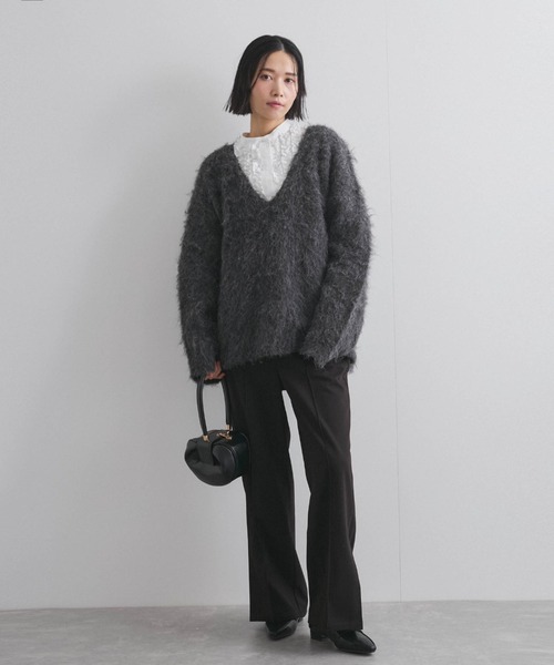 VICKY（ビッキー）の「ブークレシャギーニットVネックプルオーバー≪手洗い可能≫（ニット/セーター・レディース・ブルー/チャコールグレー/オレンジ・M）」の15枚目の写真