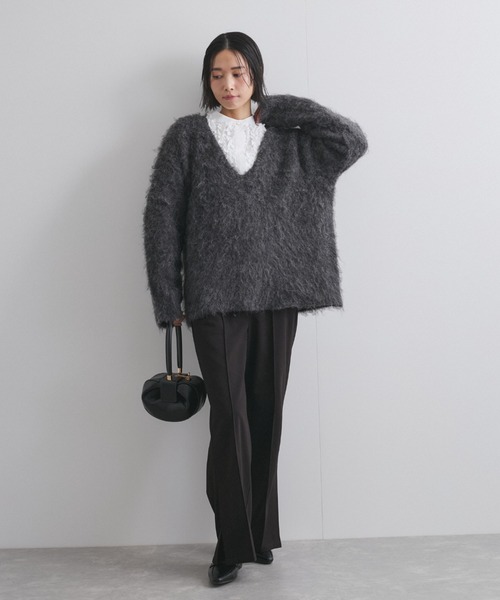 VICKY（ビッキー）の「ブークレシャギーニットVネックプルオーバー≪手洗い可能≫（ニット/セーター・レディース・ブルー/チャコールグレー/オレンジ・M）」の21枚目の写真