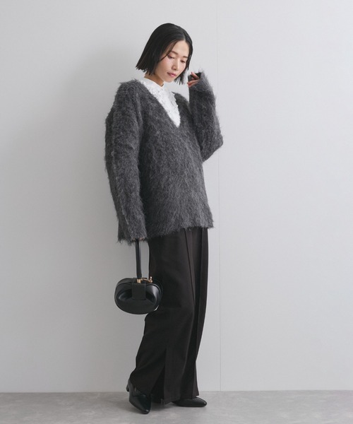 VICKY（ビッキー）の「ブークレシャギーニットVネックプルオーバー≪手洗い可能≫（ニット/セーター・レディース・ブルー/チャコールグレー/オレンジ・M）」の22枚目の写真