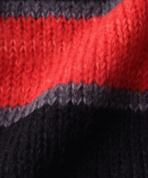SUBLIME(サブライム)の「【SUBLiME/サブライム】HAND KNIT LINE BALACLAVA / SB243-0601(ニットキャップ/ビーニー・メンズ・ネイビー/ブルー系その他/ライトグリーン/ブラック・FREE)」の8枚目の写真