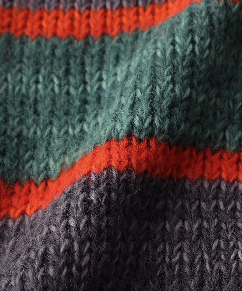 SUBLIME(サブライム)の「【SUBLiME/サブライム】HAND KNIT LINE BALACLAVA / SB243-0601(ニットキャップ/ビーニー・メンズ・ネイビー/ブルー系その他/ライトグリーン/ブラック・FREE)」の7枚目の写真