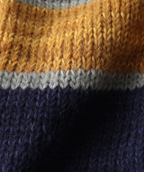 SUBLIME(サブライム)の「【SUBLiME/サブライム】HAND KNIT LINE BALACLAVA / SB243-0601(ニットキャップ/ビーニー・メンズ・ネイビー/ブルー系その他/ライトグリーン/ブラック・FREE)」の6枚目の写真