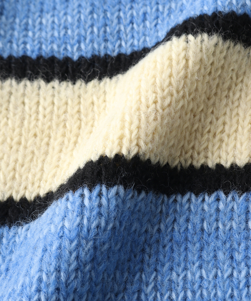 SUBLIME(サブライム)の「【SUBLiME/サブライム】HAND KNIT LINE BALACLAVA / SB243-0601(ニットキャップ/ビーニー・メンズ・ネイビー/ブルー系その他/ライトグリーン/ブラック・FREE)」の5枚目の写真
