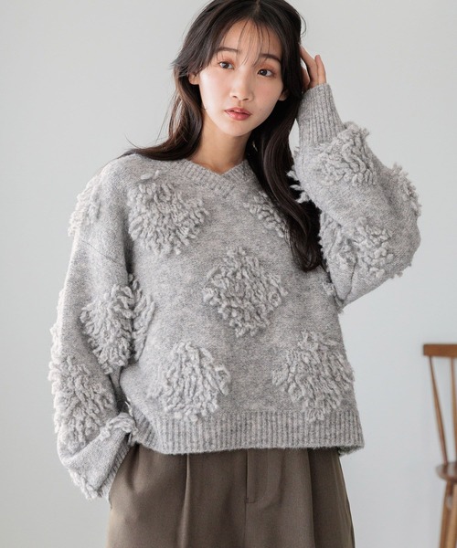 LOWRYS FARM（ローリーズファーム）の「ループジャガードプルオーバー 286883（ニット/セーター・レディース・ベージュ/グレー/ブラウン・FREE）」の22枚目の写真