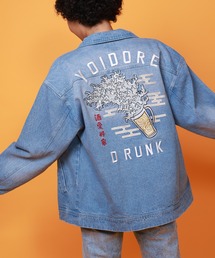 専用です！デニムジャケット バックプリント アメコミ アニメ プリント パッチワーク刺繍 デニムジャケット