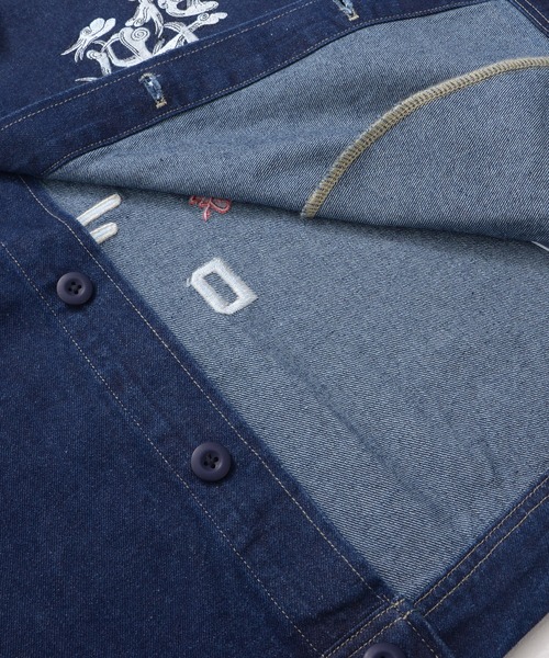 Revo.（レボ）の「YOIDORE -酔いどれ- 浮世絵 ビール 刺繍 デニムジャケット（デニムジャケット・メンズ・ライトインディゴブルー/インディゴブルー・L/M）」の12枚目の写真