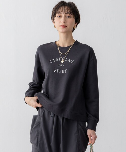 23区 L(ニジュウサンクオオキイサイズ)の「【洗える】コットンテリー ロゴ スウェット(Tシャツ/カットソー・レディース・ライトグレー系/アイボリー系/モスグリーン系/グレー系・46/44)」の2枚目の写真