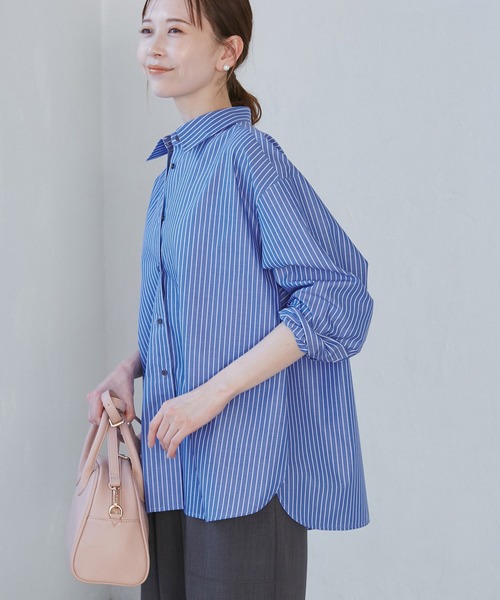 ROPE' PICNIC（ロペピクニック）の「花粉ガード・防シワ/レギュラーシャツ（シャツ/ブラウス・レディース・ブルー/ピンク系その他/オフホワイト/ピンク・38）」の2枚目の写真