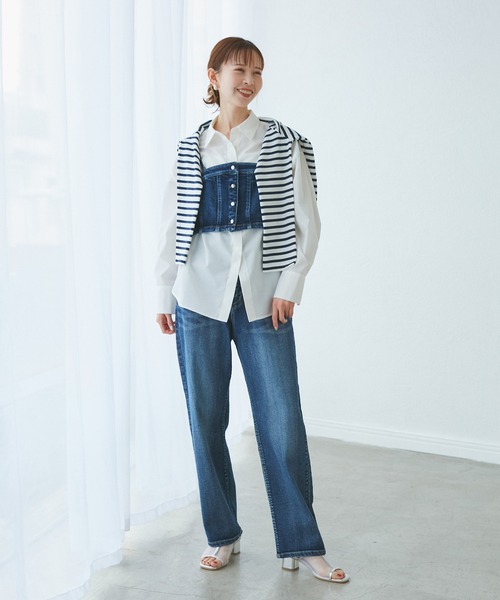 ROPE' PICNIC（ロペピクニック）の「花粉ガード・防シワ/レギュラーシャツ（シャツ/ブラウス・レディース・ブルー/ピンク系その他/オフホワイト/ピンク・38）」の5枚目の写真