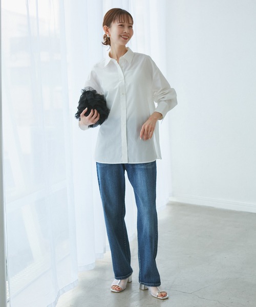 ROPE' PICNIC（ロペピクニック）の「花粉ガード・防シワ/レギュラーシャツ（シャツ/ブラウス・レディース・ブルー/ピンク系その他/オフホワイト/ピンク・38）」の7枚目の写真