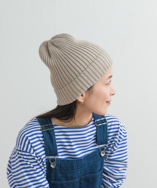 URBAN RESEARCH DOORS（アーバンリサーチドアーズ）の「コットンリネンニットキャップ（ニットキャップ/ビーニー・レディース・アイボリー/グレー系その他/ブラック・ONE）」の3枚目の写真
