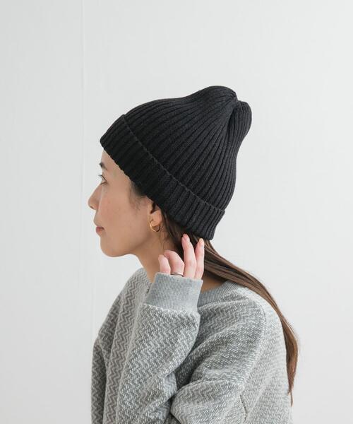 URBAN RESEARCH DOORS（アーバンリサーチドアーズ）の「コットンリネンニットキャップ（ニットキャップ/ビーニー・レディース・アイボリー/グレー系その他/ブラック・ONE）」の2枚目の写真
