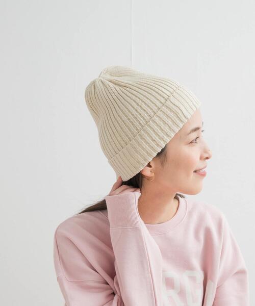 URBAN RESEARCH DOORS（アーバンリサーチドアーズ）の「コットンリネンニットキャップ（ニットキャップ/ビーニー・レディース・アイボリー/グレー系その他/ブラック・ONE）」の4枚目の写真