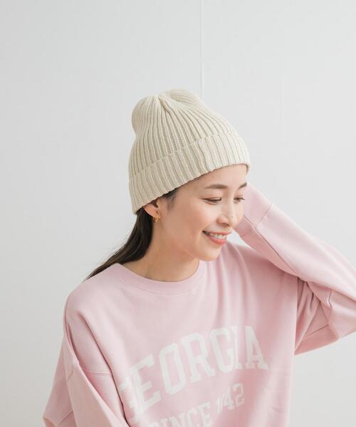 URBAN RESEARCH DOORS（アーバンリサーチドアーズ）の「コットンリネンニットキャップ（ニットキャップ/ビーニー・レディース・アイボリー/グレー系その他/ブラック・ONE）」の5枚目の写真