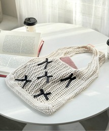 clear | リボンモチーフニットトートバッグ[バレエコア ガーリー]≪SS新作≫(トートバッグ)