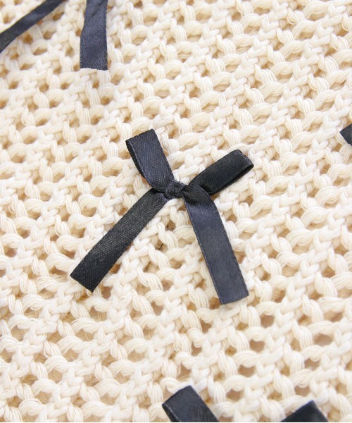 clear（クリア）の「リボンモチーフニットトートバッグ[バレエコア ガーリー]≪SS新作≫（トートバッグ・レディース・アイボリー・F）」の3枚目の写真