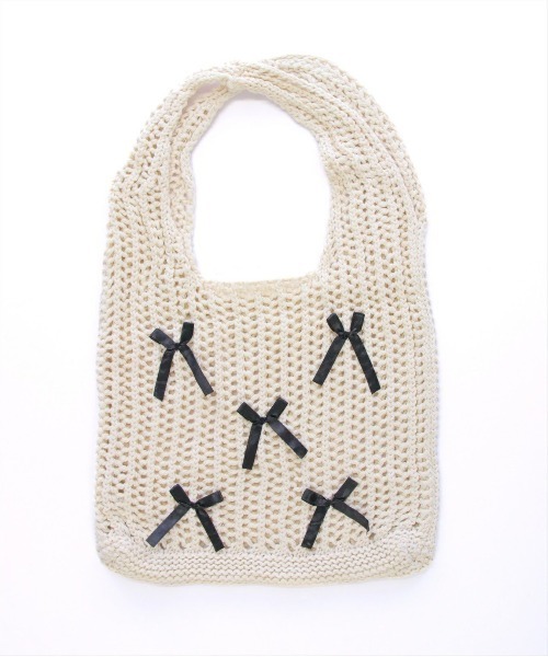 clear（クリア）の「リボンモチーフニットトートバッグ[バレエコア ガーリー]≪SS新作≫（トートバッグ・レディース・アイボリー・F）」の7枚目の写真