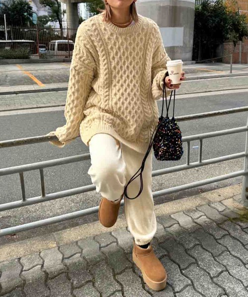 HEILIS(ヘイリス)の「《hideka select》裏起毛スウェットジョガーパンツ / 裏起毛パンツ ズボン 秋服 冬服(スウェットパンツ・レディース・アイボリー・FREE)」の3枚目の写真