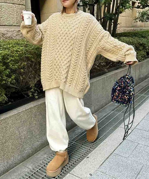 HEILIS(ヘイリス)の「《hideka select》裏起毛スウェットジョガーパンツ / 裏起毛パンツ ズボン 秋服 冬服(スウェットパンツ・レディース・アイボリー・FREE)」の6枚目の写真