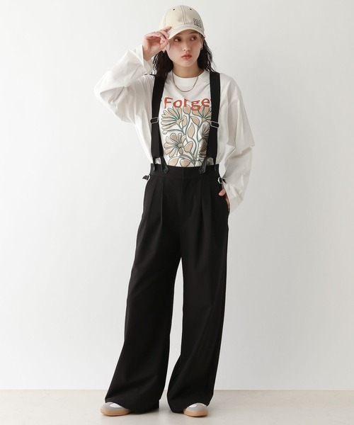 RAGEBLUE（レイジブルー）の「TR/サロペットワイドパンツ（スラックス・レディース・グレー/ブラック・FREE）」の5枚目の写真