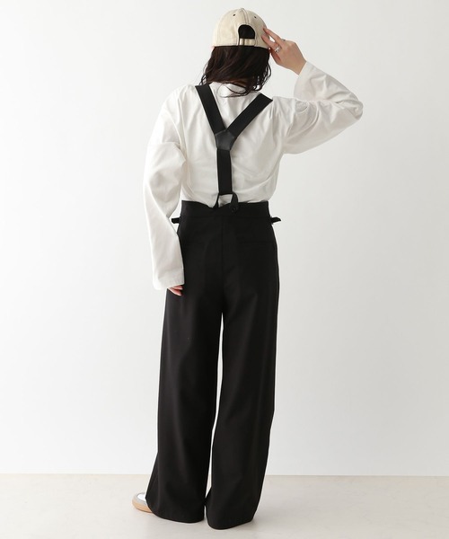 RAGEBLUE（レイジブルー）の「TR/サロペットワイドパンツ（スラックス・レディース・グレー/ブラック・FREE）」の6枚目の写真