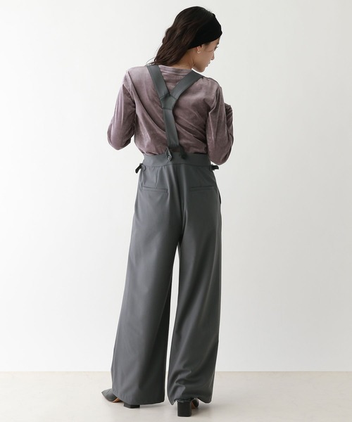 RAGEBLUE（レイジブルー）の「TR/サロペットワイドパンツ（スラックス・レディース・グレー/ブラック・FREE）」の9枚目の写真