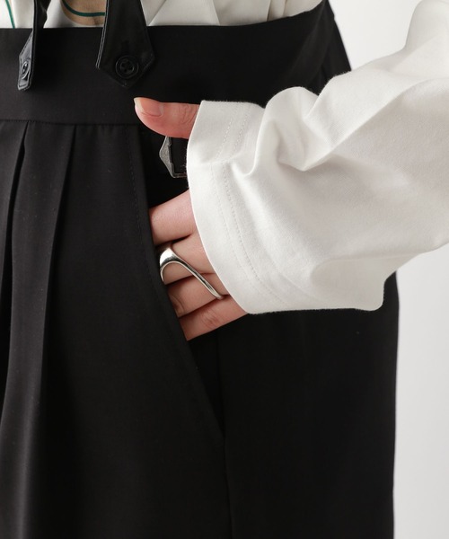 RAGEBLUE（レイジブルー）の「TR/サロペットワイドパンツ（スラックス・レディース・グレー/ブラック・FREE）」の16枚目の写真