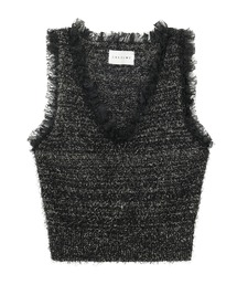 (CREOLME)LAME FEATHER KNIT TANK
