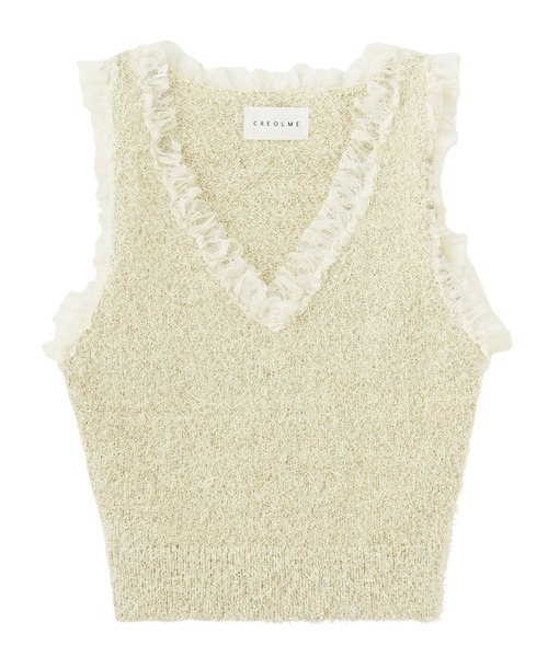 ニット セーター (CREOLME)LAME FEATHER KNIT TANK レディース セール】(CREOLME)LAME FEATHER KNIT TANK（ニット/セーター