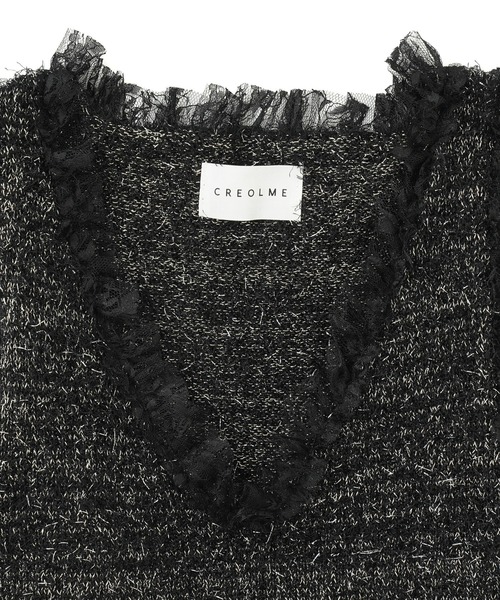 ROSE BUD（ローズバッド）の「(CREOLME)LAME FEATHER KNIT TANK（ニット/セーター・レディース・ブラック/ホワイト・ONE SIZE）」の5枚目の写真