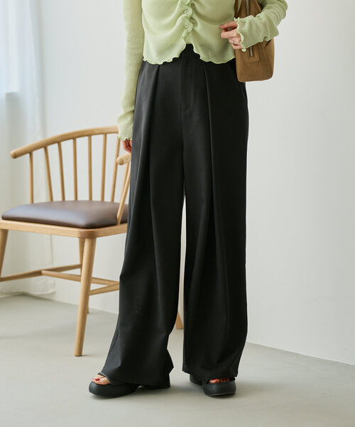 Kastane（カスタネ）の「【2サイズ展開/低身長サイズ】タックスラックスパンツ（スラックス・レディース・ブラック/アイボリー/グレー・1/0）」の17枚目の写真