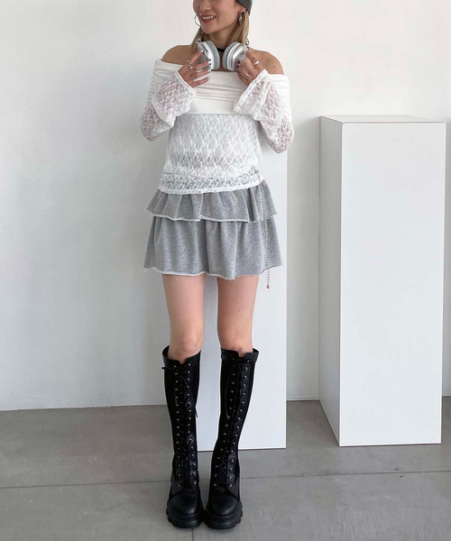 SPIRALGIRL(スパイラルガール)の「レースオフショルトップス(Tシャツ/カットソー・レディース・ホワイト/ブラック・FREE)」の16枚目の写真