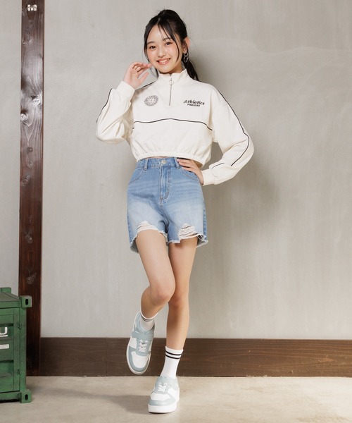 PINKHUNT（ピンクハント）の「PINKHUNT ピンクハント ダメージ加工 ショートパンツ 0532K（デニムパンツ・キッズ・ブルー/ライトインディゴブルー・150cm/160cm/120cm/130cm/140cm）」の6枚目の写真